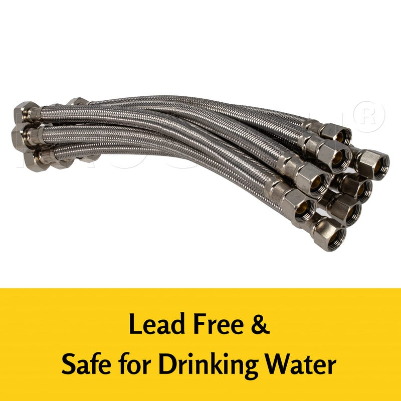 PROCURU [10-Pack] PROCURU 16-Inch x 3/8" Comp x 1/2" FIP Faucet Hose Connector, Stainless Steel Braided Supply Line, Certified Safe (9SF16-10P) - Image 2